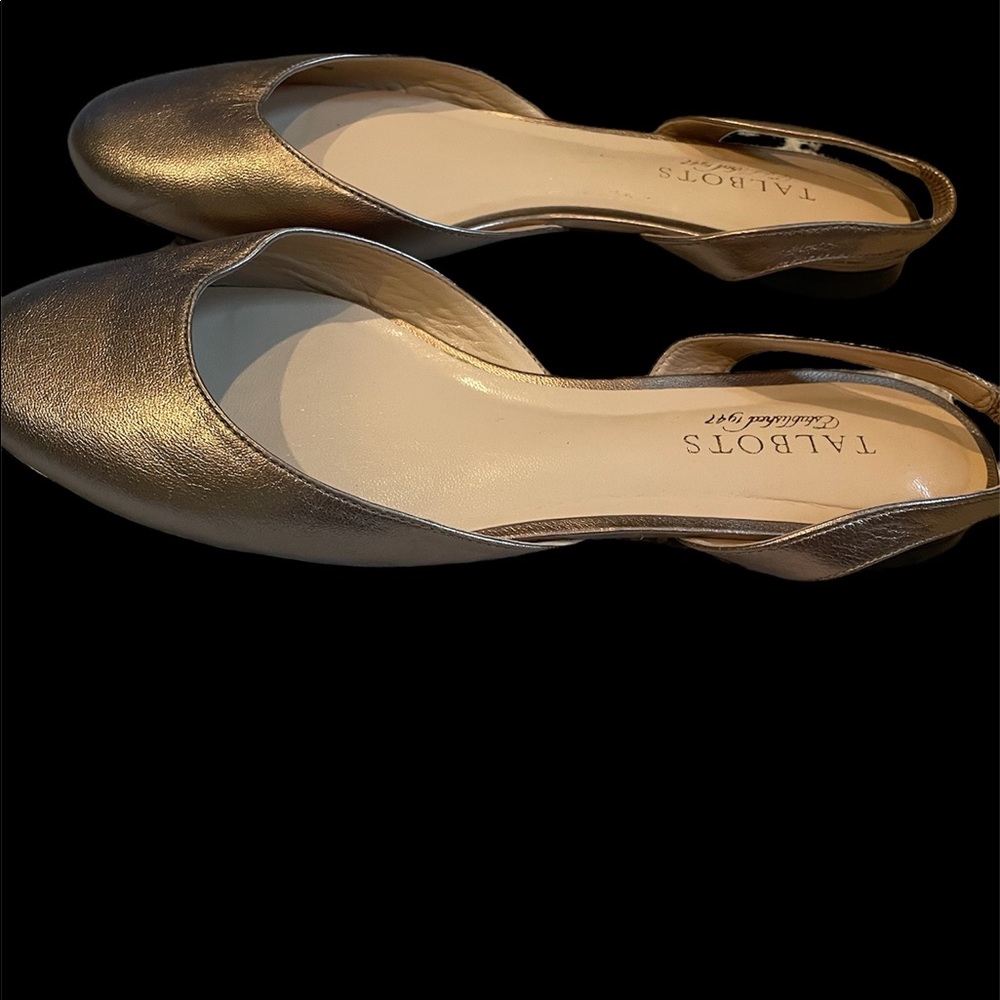 Talbots Gold Metallic Flat Shoes with Elasticized Back